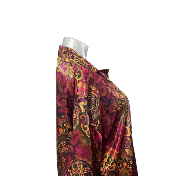 Vtg Victoria's Secret Gold Label Paisley Night Blouse M/L Nightgown Sleepwear - Picture 4 of 9